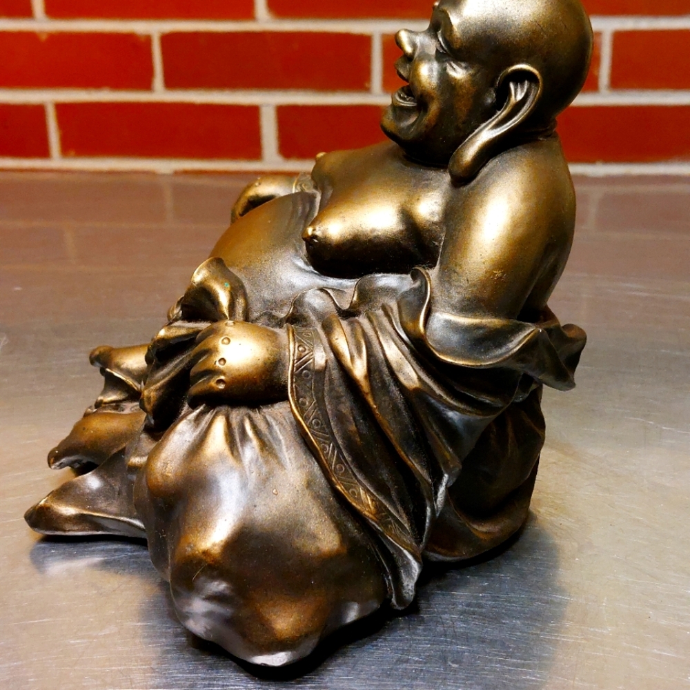 Large, Gold, Laughing, Buddha, Sculpture, Statue, Incense - Picture 3 of 10